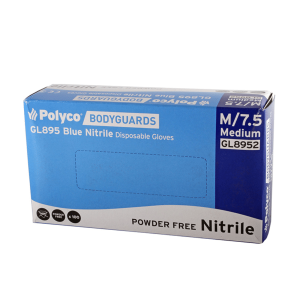 Bodyguard sheild powder free blue nitrile gloves - box 100