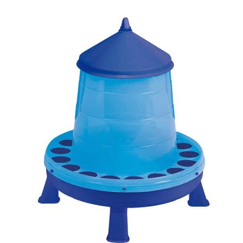 Blue plastic chicken feeder with legs (4kg)
