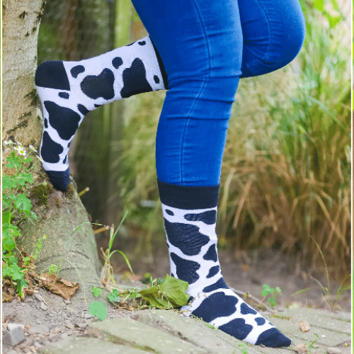 Country Moos Cow Print Crew Socks