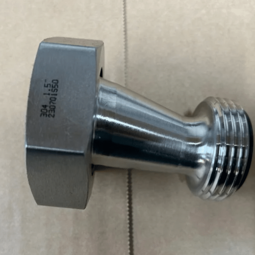 1,5" RJT Female to 1" RJT Male Stainless Steel Eccentric Reducer
