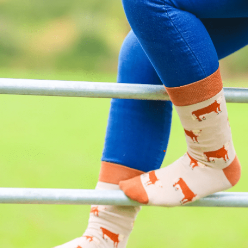 Country Moos Hereford Cattle Crew Socks