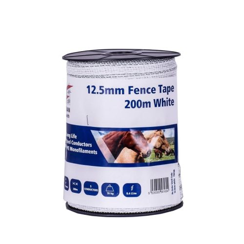 Fenceman 12.5mm standard white tape 200m