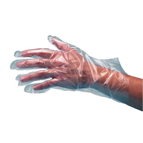 Disposable clear wrist length gloves one size - box 100