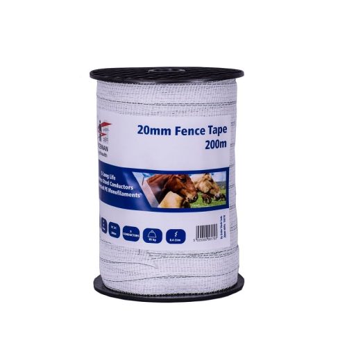 Fenceman 20mm Standard White Tape 200m